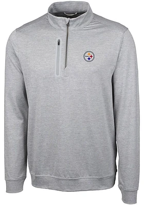 Cutter and Buck Pittsburgh Steelers Mens Grey Stealth Long Sleeve Qtr Zip Pullover