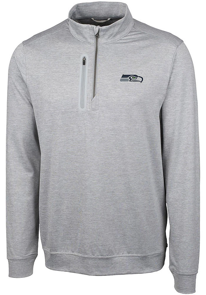 Cutter and Buck Seattle Seahawks Mens Grey Stealth Long Sleeve Qtr Zip Pullover