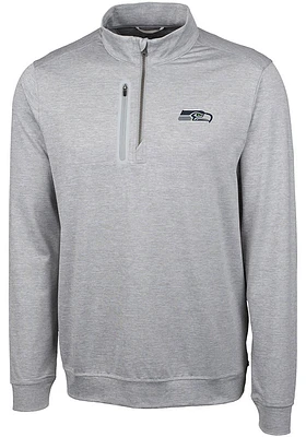 Cutter and Buck Seattle Seahawks Mens Grey Stealth Long Sleeve Qtr Zip Pullover