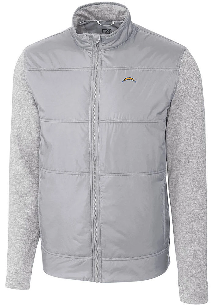 Cutter and Buck Los Angeles Chargers Mens Grey Stealth Medium Weight Jacket