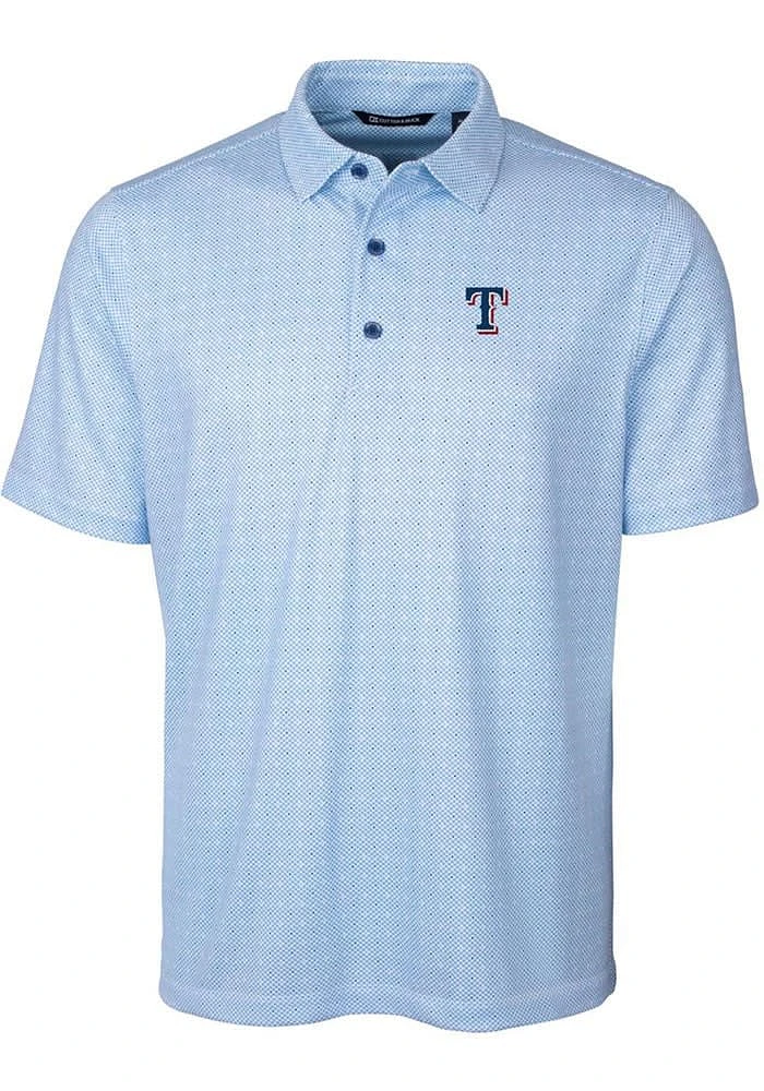 Cutter and Buck Texas Rangers Mens Blue Pike Double Dot Short Sleeve Polo