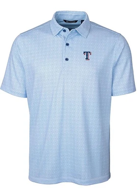 Cutter and Buck Texas Rangers Mens Blue Pike Double Dot Short Sleeve Polo