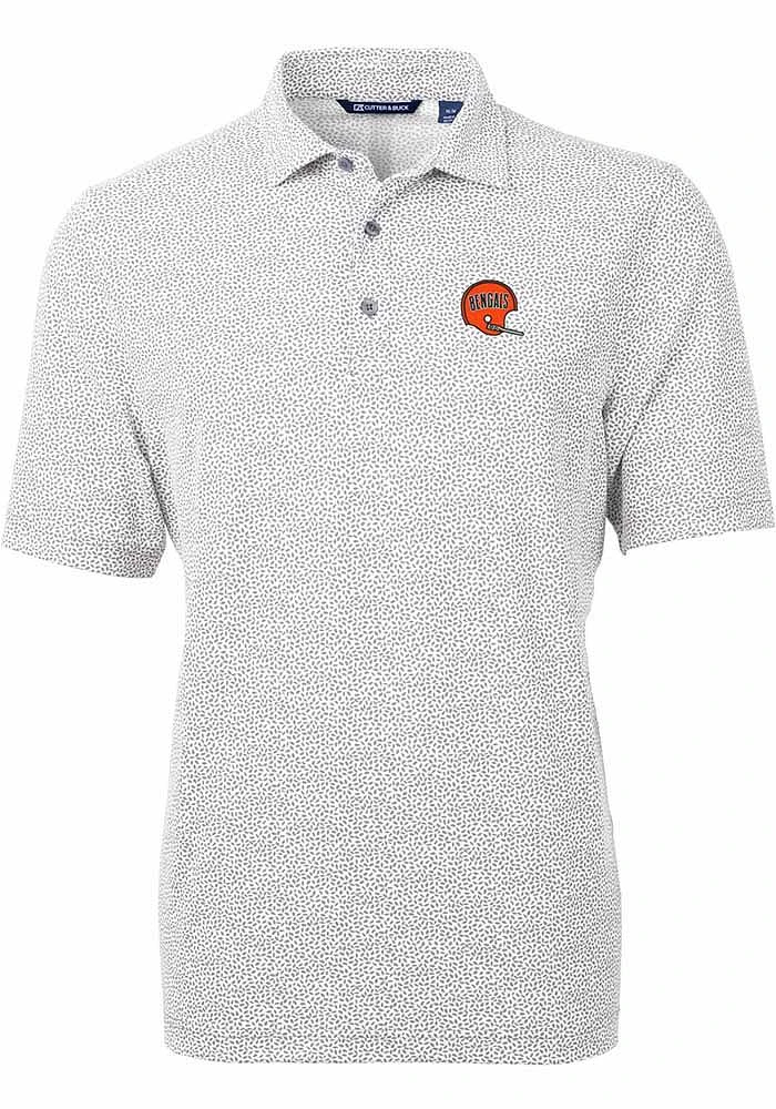 Cutter and Buck Cincinnati Bengals Mens Grey Historic Virtue Eco Pique Botanical Short Sleeve Po..