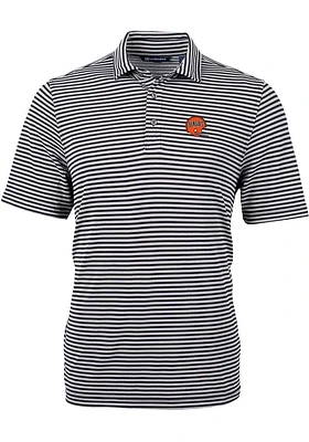 Cutter and Buck Cincinnati Bengals Mens Historic Virtue Eco Pique Stripe Short Sleeve Polo