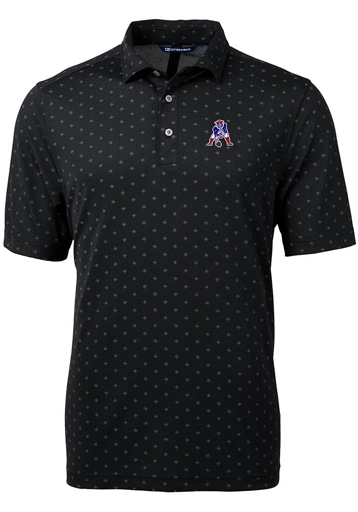 Cutter and Buck New England Patriots Mens Historic Virtue Eco Pique Tle Short Sleeve Polo
