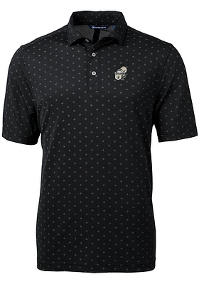 Cutter and Buck New Orleans Saints Mens Black Historic Virtue Eco Pique Tle Short Sleeve Polo