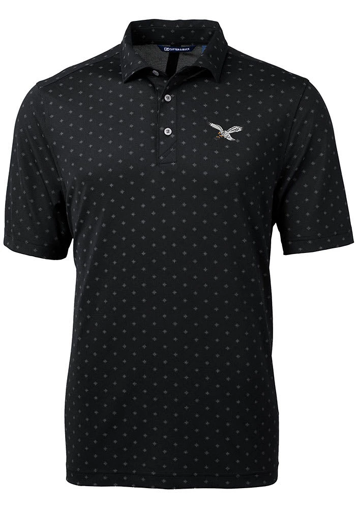 Cutter and Buck Philadelphia Eagles Mens Black Historic Virtue Eco Pique Tle Short Sleeve Polo