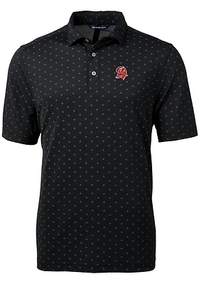 Cutter and Buck Tampa Bay Buccaneers Mens Black Historic Virtue Eco Pique Tle Short Sleeve Polo