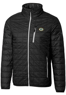 Cutter and Buck Green Bay Packers Mens Black Rainier PrimaLoft Filled Jacket