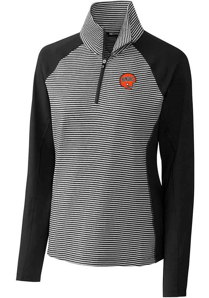 Cutter and Buck Cincinnati Bengals Womens Black Historic Forge Qtr Zip