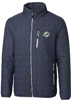 Cutter and Buck Miami Dolphins Mens Grey Rainier PrimaLoft Filled Jacket