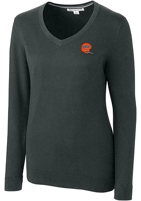 Cutter and Buck Cincinnati Bengals Womens Charcoal Historic Lakemont Long Sleeve Sweater