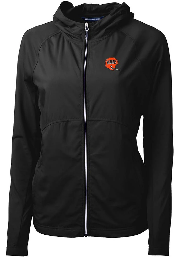 Cutter and Buck Cincinnati Bengals Womens Black Historic Adapt Eco Light Weight Jacket