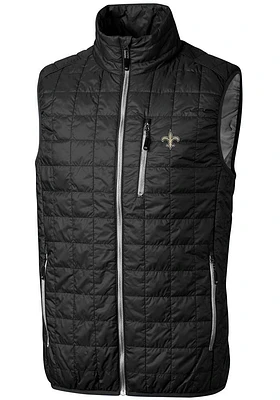 Cutter and Buck New Orleans Saints Mens Black Rainier PrimaLoft Sleeveless Jacket