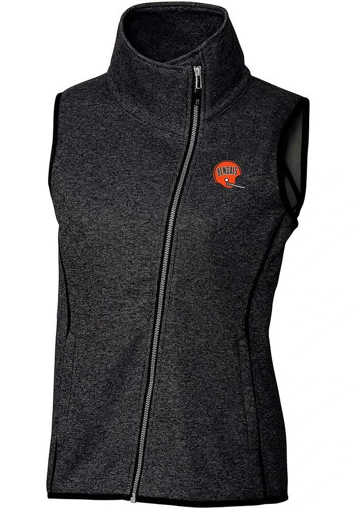 Cutter and Buck Cincinnati Bengals Womens Charcoal Historic Mainsail Asymmetrical Vest