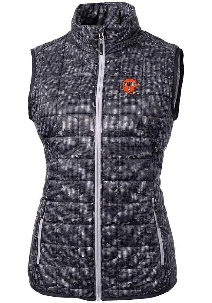 Cutter and Buck Cincinnati Bengals Womens Black Historic Rainier PrimaLoft Printed Vest