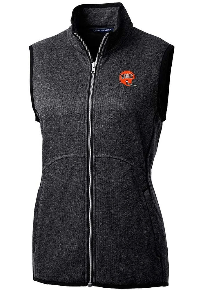 Cutter and Buck Cincinnati Bengals Womens Charcoal Historic Mainsail Vest