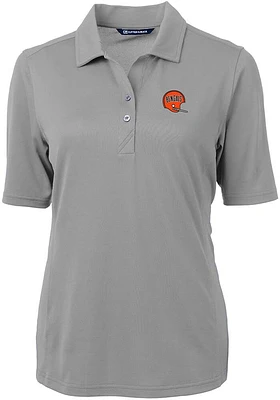 Cutter and Buck Cincinnati Bengals Womens Grey Historic Virtue Eco Pique Short Sleeve Polo Shirt