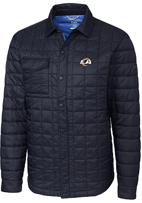 Cutter and Buck Los Angeles Rams Mens Navy Blue Rainier PrimaLoft Outerwear Lined Jacket