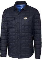 Cutter and Buck Los Angeles Rams Mens Navy Blue Rainier PrimaLoft Outerwear Lined Jacket