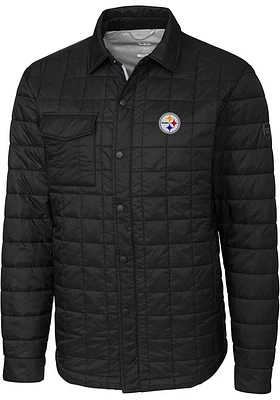 Cutter and Buck Pittsburgh Steelers Mens Black Rainier PrimaLoft Outerwear Lined Jacket