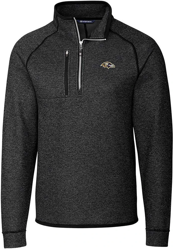 Cutter and Buck Baltimore Ravens Mens Charcoal Mainsail Long Sleeve Qtr Zip Pullover