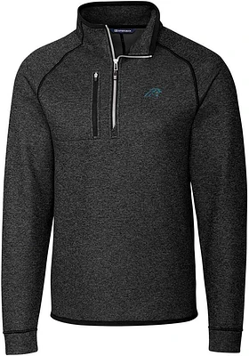 Cutter and Buck Carolina Panthers Mens Charcoal Mainsail Long Sleeve Qtr Zip Pullover
