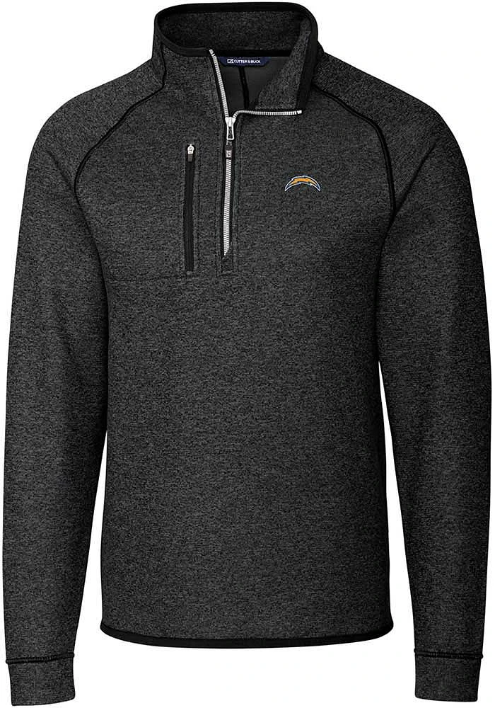 Cutter and Buck Los Angeles Chargers Mens Charcoal Mainsail Long Sleeve Qtr Zip Pullover