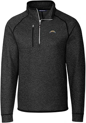 Cutter and Buck Los Angeles Chargers Mens Charcoal Mainsail Long Sleeve Qtr Zip Pullover