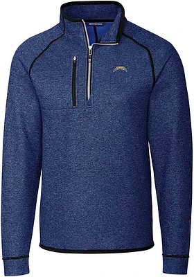 Cutter and Buck Los Angeles Chargers Mens Blue Mainsail Long Sleeve Qtr Zip Pullover
