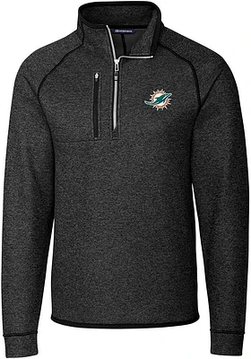 Cutter and Buck Miami Dolphins Mens Charcoal Mainsail Long Sleeve Qtr Zip Pullover