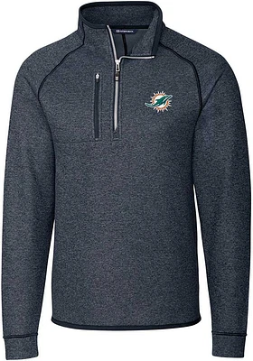 Cutter and Buck Miami Dolphins Mens Navy Blue Mainsail Long Sleeve Qtr Zip Pullover