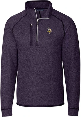 Cutter and Buck Minnesota Vikings Mens Mainsail Long Sleeve Qtr Zip Pullover