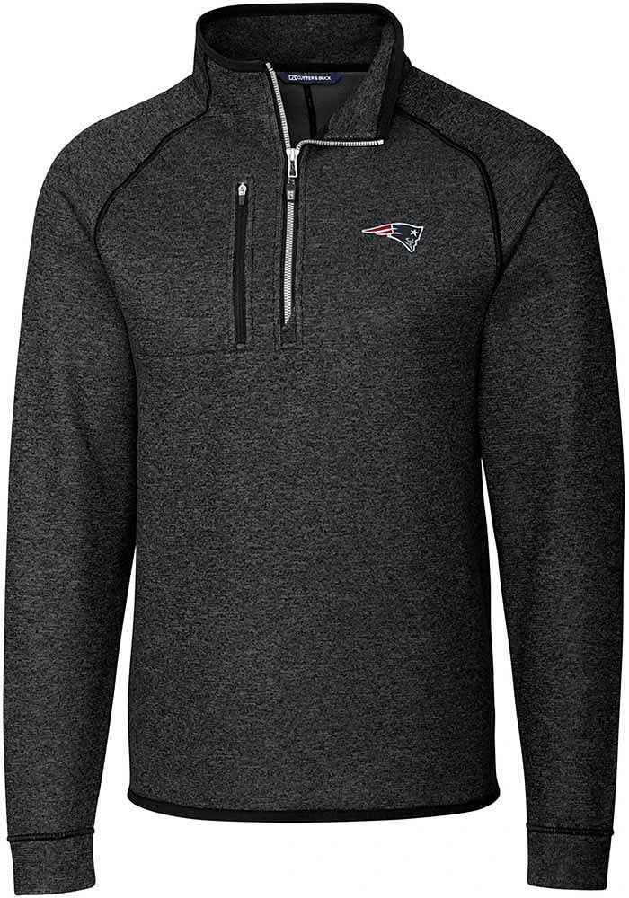 Cutter and Buck New England Patriots Mens Charcoal Mainsail Long Sleeve Qtr Zip Pullover