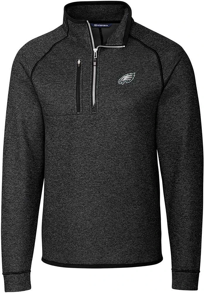 Cutter and Buck Philadelphia Eagles Mens Charcoal Mainsail Long Sleeve Qtr Zip Pullover