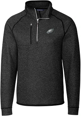 Cutter and Buck Philadelphia Eagles Mens Charcoal Mainsail Long Sleeve Qtr Zip Pullover