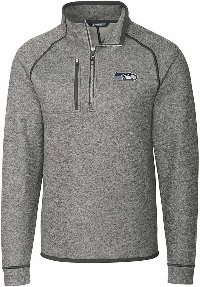 Cutter and Buck Seattle Seahawks Mens Grey Mainsail Long Sleeve Qtr Zip Pullover