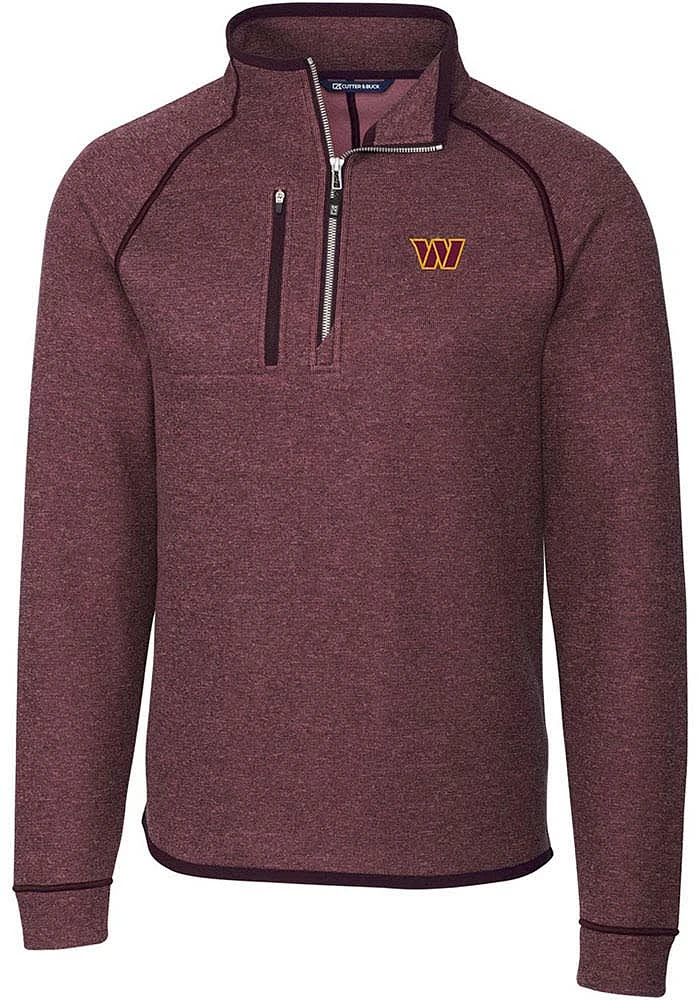 Cutter and Buck Washington Commanders Mens Maroon Mainsail Long Sleeve Qtr Zip Pullover