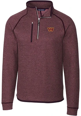 Cutter and Buck Washington Commanders Mens Maroon Mainsail Long Sleeve Qtr Zip Pullover