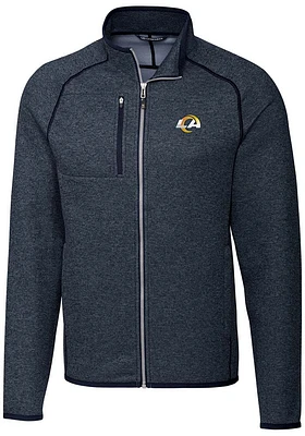 Cutter and Buck Los Angeles Rams Mens Navy Blue Mainsail Medium Weight Jacket