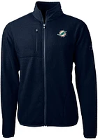 Cutter and Buck Miami Dolphins Mens Navy Blue Cascade Sherpa Light Weight Jacket