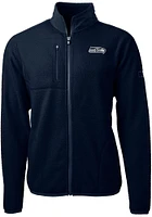 Cutter and Buck Seattle Seahawks Mens Navy Blue Cascade Sherpa Light Weight Jacket