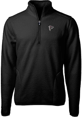 Cutter and Buck Atlanta Falcons Mens Black Cascade Sherpa Long Sleeve Qtr Zip Pullover