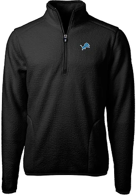 Cutter and Buck Detroit Lions Mens Black Cascade Sherpa Long Sleeve Qtr Zip Pullover