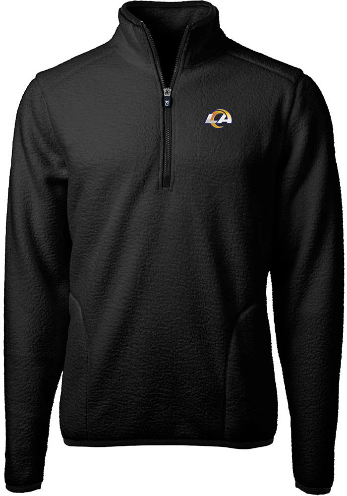 Cutter and Buck Los Angeles Rams Mens Black Cascade Sherpa Long Sleeve Qtr Zip Pullover