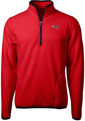 Cutter and Buck New England Patriots Mens Cascade Sherpa Long Sleeve Qtr Zip Pullover