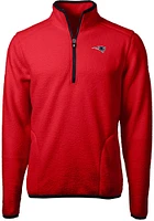 Cutter and Buck New England Patriots Mens Cascade Sherpa Long Sleeve Qtr Zip Pullover
