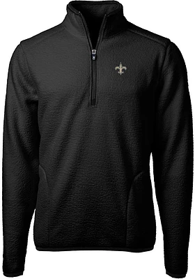 Cutter and Buck New Orleans Saints Mens Black Cascade Sherpa Long Sleeve Qtr Zip Pullover
