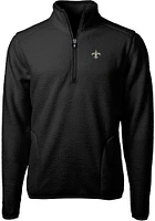 Cutter and Buck New Orleans Saints Mens Black Cascade Sherpa Long Sleeve Qtr Zip Pullover