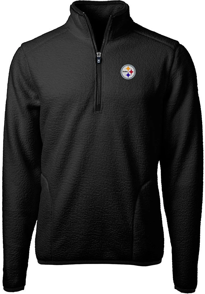 Cutter and Buck Pittsburgh Steelers Mens Black Cascade Sherpa Long Sleeve Qtr Zip Pullover
